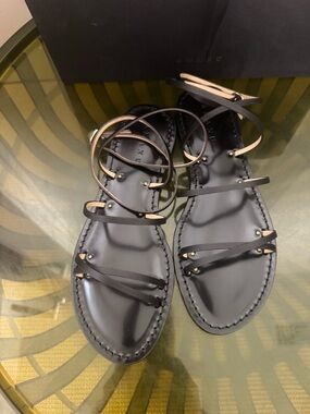 Amanu Black Multi-Strap Women’s Ankle Wrap Sandals